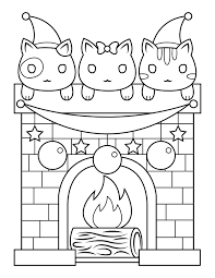 Printable Cats And Fireplace