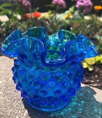 Vintage Fenton Hobnail Blue Glass