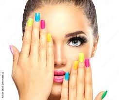 colorful nail polish manicure and makeup