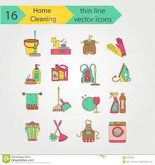 House Cleaning Color Thin Line Vector Icon Set Stock Vector