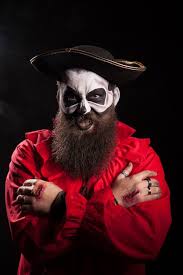evil bearded pirate with y makeup
