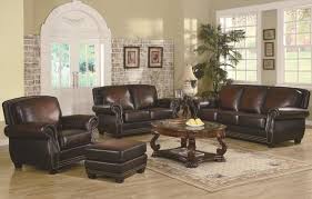Brown Leather Classic Sofa Loveseat