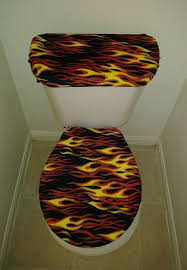 Hot Rod Flames Fleece Fabric Toilet