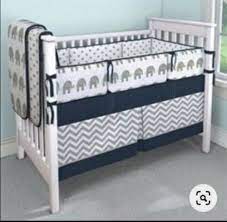 Grey Elephant Nursery Crib Bedding Set