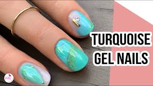 how to turquoise nail art on gel nails