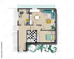 rendered floor plan vector