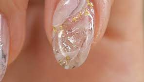 made with saran wrap marble nails c