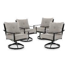 Outdoor Black Metal Dining Swivel Chairs