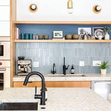 Blue Tile Backsplash Kitchen