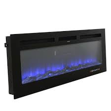 50 In Tempered Glass Wall Mounted Fireplace With Safety In Black