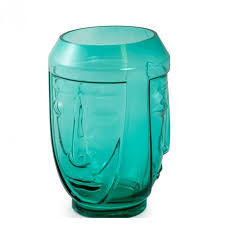Small Teal Glass Face Vase Fab Home