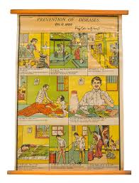 Indian Public Health Chart Prevention Of Diseases Vintage