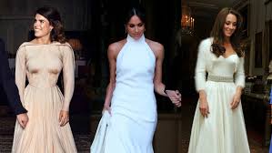 Princess eugenie did concede to british vogue, however, that her wedding gown was an pretty easy choice: How Princess Eugenie S Wedding Reception Dress Compares To Kate Middleton And Meghan Markle S Entertainment Tonight