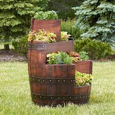 Wooden Beer Barrel Planters Wine