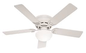 A low profile ceiling fan is chosen for an installation in a room with a low ceiling. Hunter Low Profile Iii Plus White Ceiling Fan