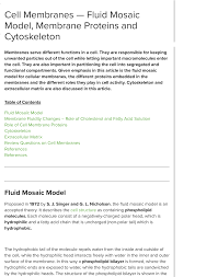 Cell Membranes Fluid Mosaic Model And Cytoskeleton
