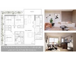 a furniture floor plan and interior