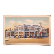 Vintage Linen Post Card Selwyn Hotel Greyhound Bus