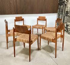 set of 6 german se119 church chairs by
