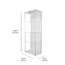 vue white double door glass display