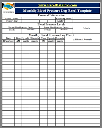 Download Monthly Blood Pressure Log With Charts Excel