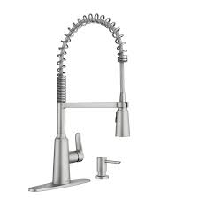 A successful faucet makes the kitchen look great and work well. Moen Edwyn Spot Resist Stainless 1 Handle Deck Mount Pull Down Handle Kitchen Faucet Deck Plate Included In The Kitchen Faucets Department At Lowes Com
