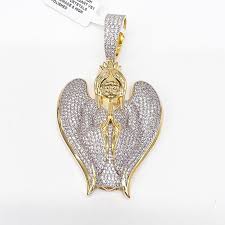 gorgeous icy angel pendant 14k gold