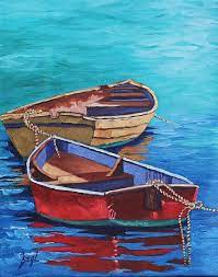 Boat Oil Painting Seascape Gift For Him