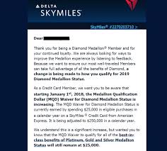 Which delta credit card should you get? Delta Diamond Mqd Waiver Changing From 25k To 250k Effective January 1 2018 Loyaltylobby