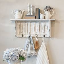 Distressed Mudroom Wall Shelf With