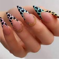fake nails with glue matte cheetah