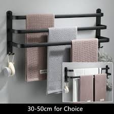 Black Aluminium Towel Hanger Bar Holder