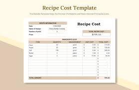 recipe cost template in excel google