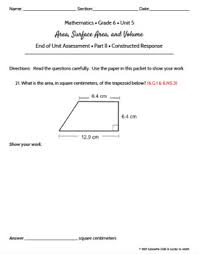 The most suitable questions for year 6 are 1 to 6. Grade 6 Area Surface Area Volume Geometry Math Assessment Engage Module 5