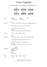 Come Together Sheet Music | The Beatles | Piano Chords/Lyrics