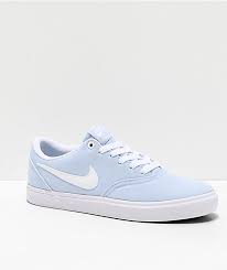 Nike Sb Check Solarsoft Light Blue White Skate Shoes Zumiez