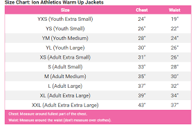 Ion Warm Up Jacket Size Chart Crystallized Couture