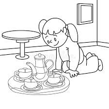 You can use our amazing online tool to color and edit the following teapot coloring pages. Girl With Teapot Coloring Page Stock Illustration Illustration Of Brother Beginning 86598608
