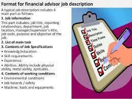 Responsibilities of a chartered financial analyst® designation. Financial Advisor Job Description