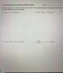 solving trig equations hw worksheet