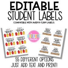 Editable Student Labels Compatible With Avery 5264 Labels By A