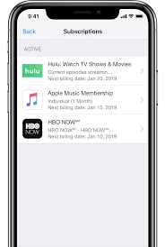 an iphone x showing subscriptions to hbo now apple and hulu