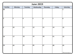 Printable June 2019 Calendar Template Business Template Ideas