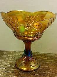 large pedestal style fruit bowl amber
