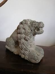 Vintage Concrete Lion Garden Statue For