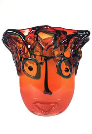 murano glass vase picasso arancio