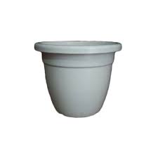 White 17 Inch Round Plastic Pot For