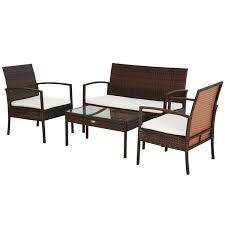 Outsunny 4pcs Outdoor Rattan Wicker
