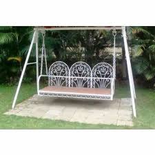 White Stainless Steel 3 Seater Garden Swing