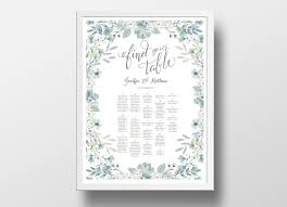 Wedding Seating Chart Poster Diy Editable Powerpoint Template Rustic Floral Green